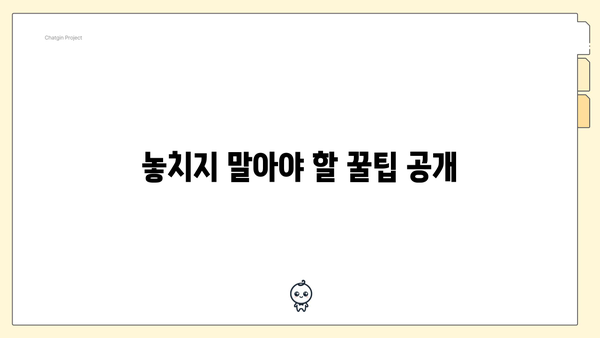 놓치지 말아야 할 꿀팁 공개